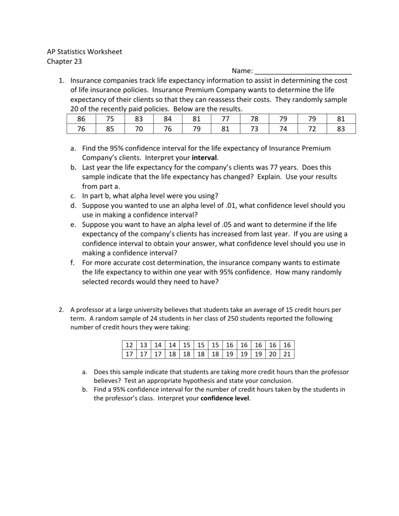 ap stats chapter 23 homework answers
