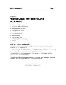 procedures, function procedures, functions and packages