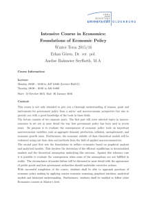 Intensive Course in Economics: Foundations of Economic Policy