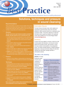 Solutions, techniques and pressure in wound cleansing
