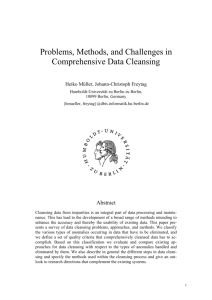 Problems, Methods, and Challenges in Comprehensive Data