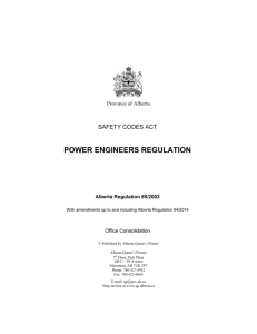 power engineers regulation - Alberta Queen's Printer