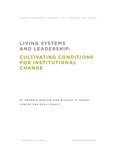 living systems and leadership: cultivating