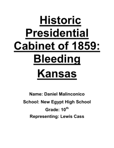 Historic Presidential Cabinet of 1859: Bleeding Kansas