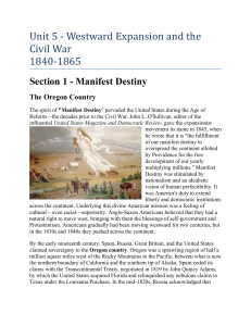 Unit 5 - Westward Expansion and the Civil War 1840-1865