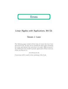 Linear Algebra Applications 8th Ed. Errata