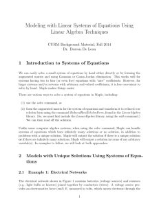 Modeling with Linear Systems of Equations Using Linear Algebra