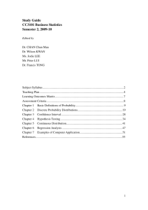 Study Guide CC3101 Business Statistics Semester 2, 2009-10