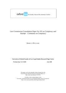 Law Commission Consultation Paper No 183 on Conspiracy and