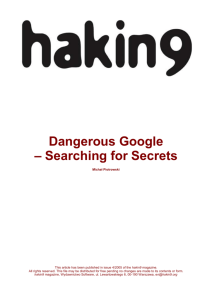 Dangerous Google – Searching for Secrets - Zenk