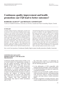 Continuous quality improvement and health promotion