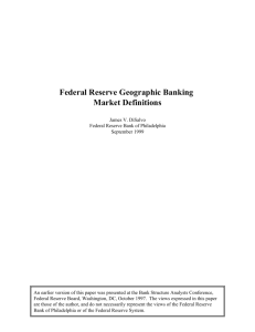 Federal Reserve Geographic Banking Market Definitions