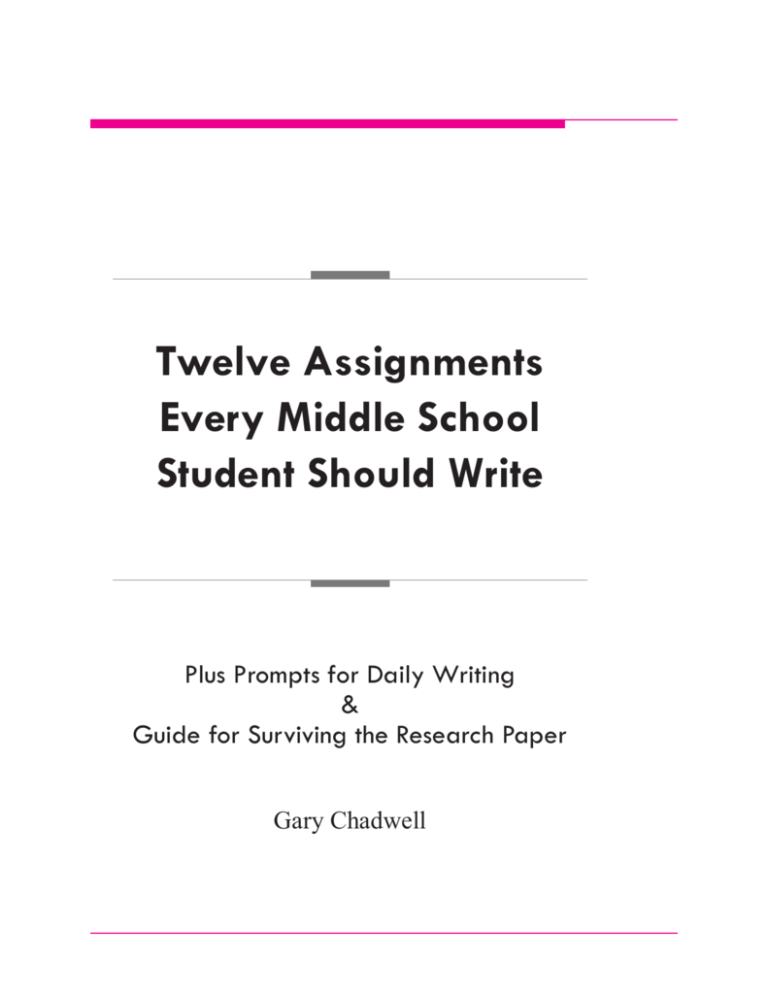 types of writing assignments for middle school
