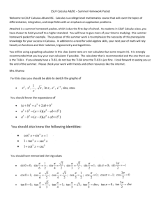 CSUF Calculus AB/BC –– Summer Homework Packet Welcome to
