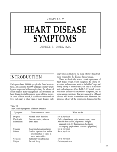 Chapter 9 Heart Disease Symptoms