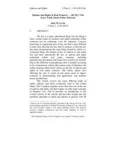 Options and Rights 2 Prop. L. J. 86 (2015) 86 Options and Rights in