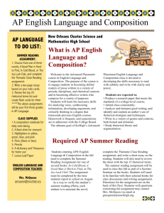AP Language Summer Reading - New Orleans Charter Math and