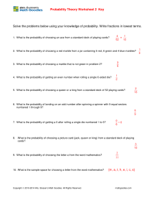 Probability Theory Worksheet 2 Key