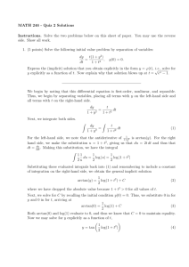 MATH 246 - Quiz 2 Solutions Instructions. Solve the two problems