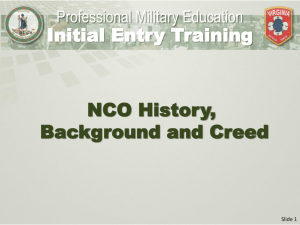 NCO History, Background and Creed Initial Entry Training