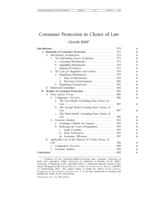Consumer Protection in Choice of Law