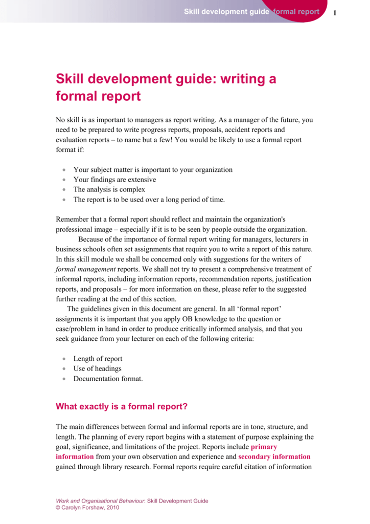 how to write a formal report pdf
