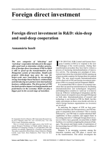 Foreign direct investment Foreign direct investment in R&D