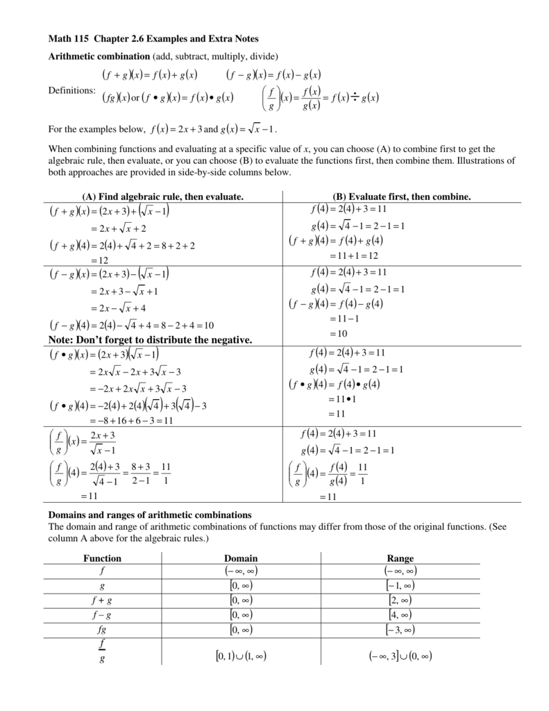 Function Combination Handout