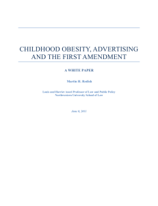 childhood obesity, advertising and the first amendment