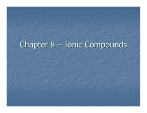 Chapter 8 – Ionic Compounds