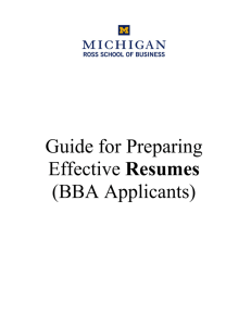 Guide for Preparing Effective Resumes
