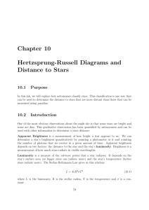 Hertzsprung-Russell Diagrams and Distance to Stars