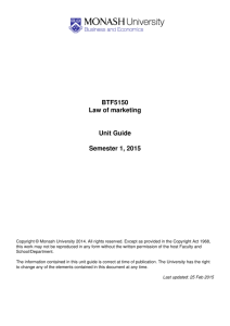 BTF5150 Law of marketing Unit Guide Semester 1, 2015