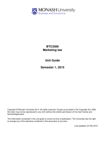 BTC3300 Marketing law Unit Guide Semester 1, 2015