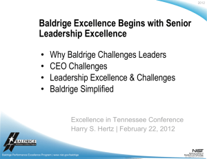 Baldrige Excellence Begins with Senior Leadership Excellence