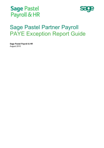 Sage Pastel Partner Payroll PAYE Exception Report Guide