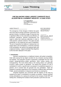 line balancing using largest candidate rule algorithm in a garment