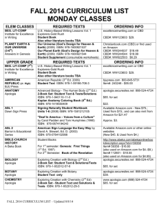 fall 2008 curriculum list
