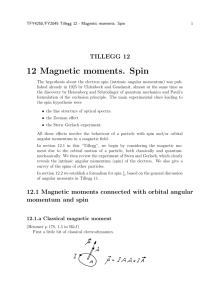 12 Magnetic moments. Spin