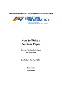 How to Write a Seminar Paper - Informatik 4