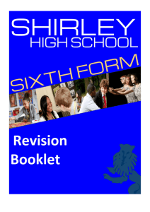 Revision Booklet Summer 2015