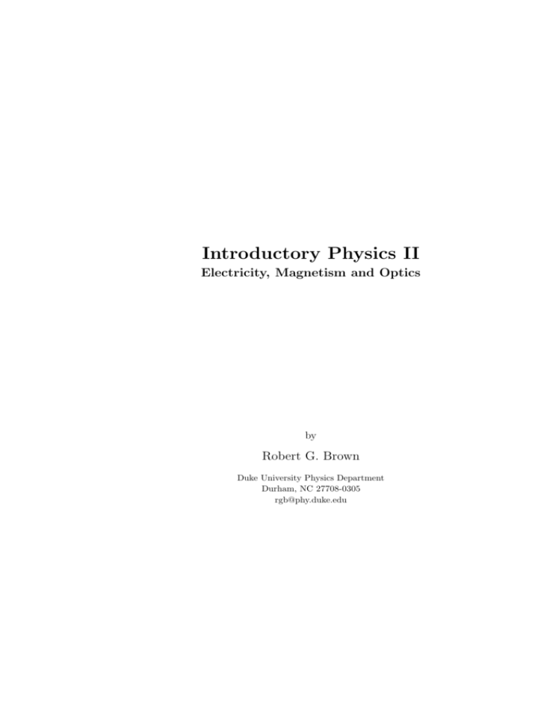 Introductory Physics Ii Duke Physics