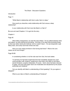 The Shack - Discussion Questions Introduction Page 11 “While