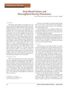 Veterinary Review Total Blood Volume and Thoroughbred Racing