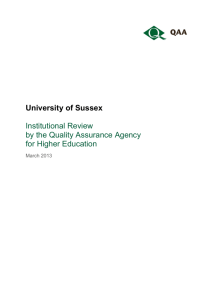 University of Sussex Institutional Review by the Quality Assurance