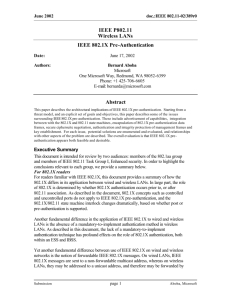 IEEE P802.11 Wireless LANs IEEE 802.1X Pre