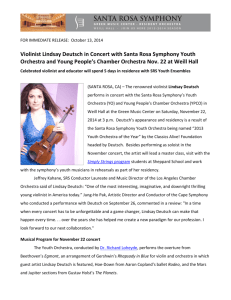Violinist Lindsay Deutsch in Concert with Santa Rosa Symphony