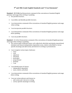 Ninth and Tenth Grade English Standards and “I Can Statements”