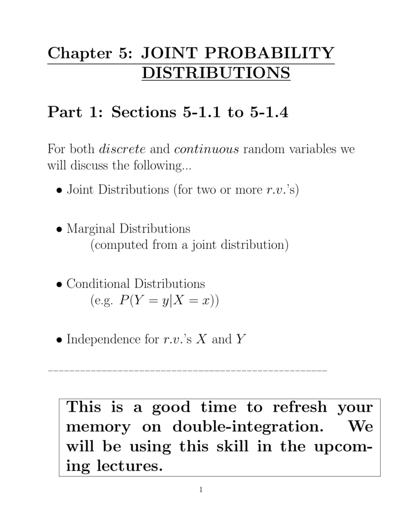 Chapter 5 Joint Probability Distributions Part 1 Sections 5