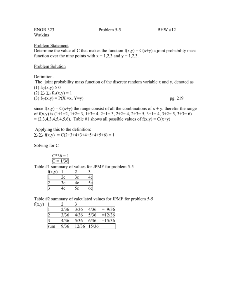 Engr 323 Problem 5 5 Bhw 12 Watkins Problem Statement